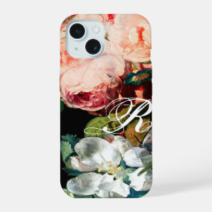 COQUE iPhone 15 ROSES ROSES,PAPILLON,FLEUR BLANCHE MONOGRAMME FLOR