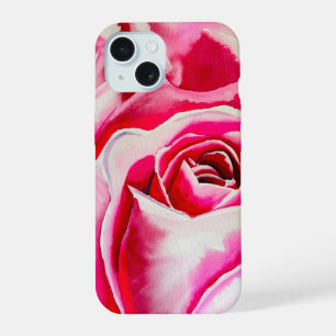 Coque iPhone 15 Roses roses romantiques aquarelle art