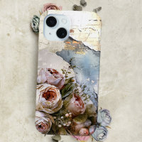 Roses vintage shabby branchées sur papier déchiré