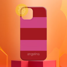 Rouge rose moderne Motif rayé avec nom