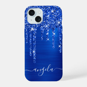 Coque iPhone 15 Royal Blue Parties scintillant Drivers Glam Girly