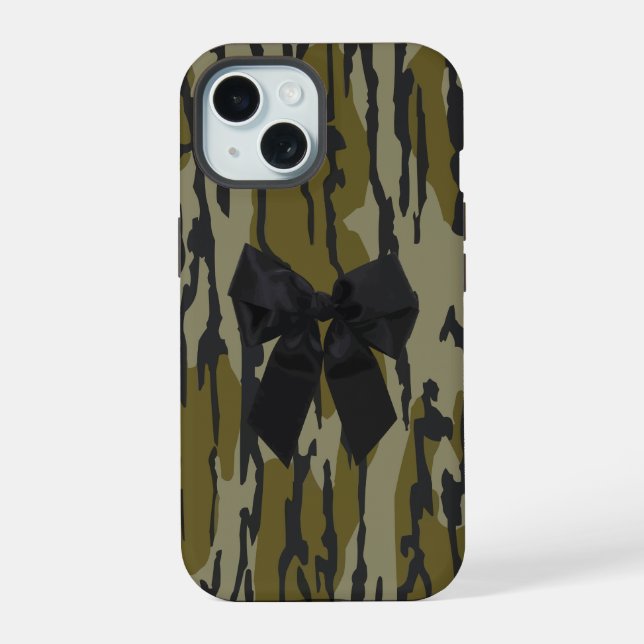 Coque iPhone 15 Ruban Camo Cute Bow Bottomland pour Femmes et Fill (Verso)
