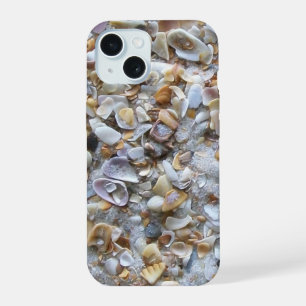 Coque iPhone 15 Sable de plage et coquillages