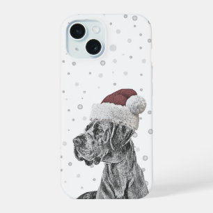 Coque iPhone 15 Sacs téléphoniques de Noël Portrait de chien