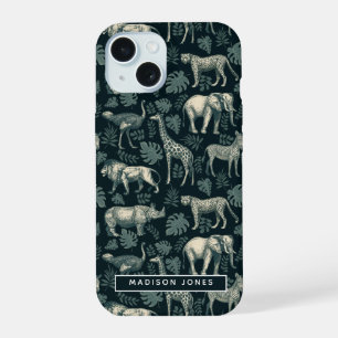 Coque iPhone 15 Safari vintage Animaux africains