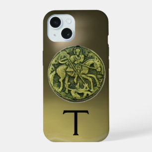 Coque iPhone 15 SAINT GEORGE & DRAGON MEDALLION MONOGRAM Agate