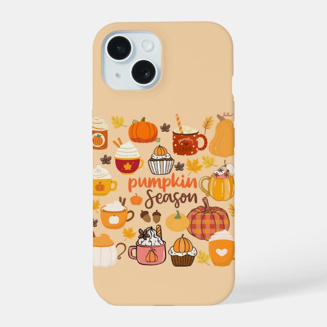 Coque iPhone 15 Saison de la citrouille épicée (Verso)