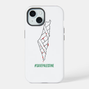 Coque iPhone 15 Sauvez la Palestine carte saignante - Liberté pour