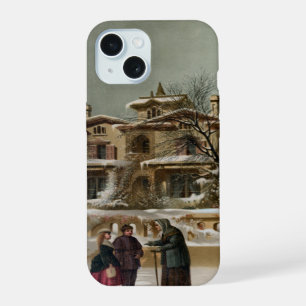Coque iPhone 15 Scène de Noël hivernal américain vintage