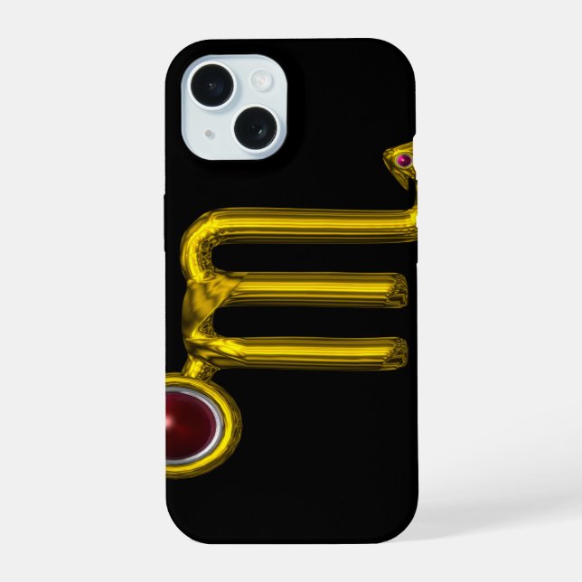 Coque iPhone 15 SCORPIO, Grenade rouge et or (Verso)