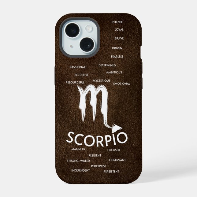 Coque iPhone 15 Scorpio Zodiac Horoscope Traits Garçons (Verso)
