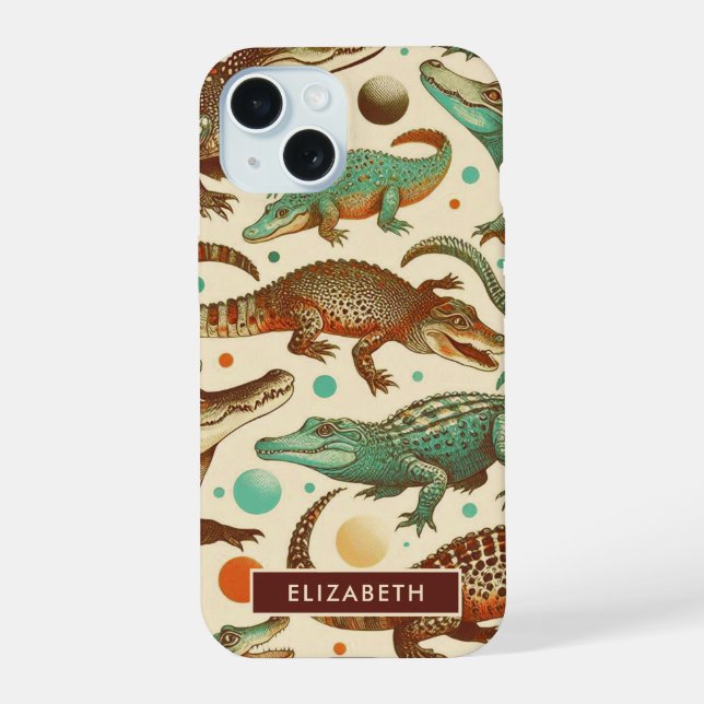 Coque iPhone 15 Seamlees d'alligator vintages (Verso)