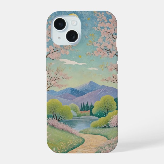 Coque iPhone 15 Sentier céleste de printemps (Verso)