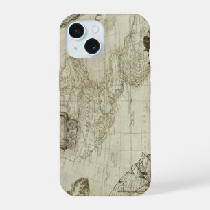 Coque iPhone 15 Sepia Old Antique Vintage États-Unis Carte Voyage