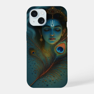 Coque iPhone 15 Sérénité divine - Krishna Inspiré Téléphone Artist