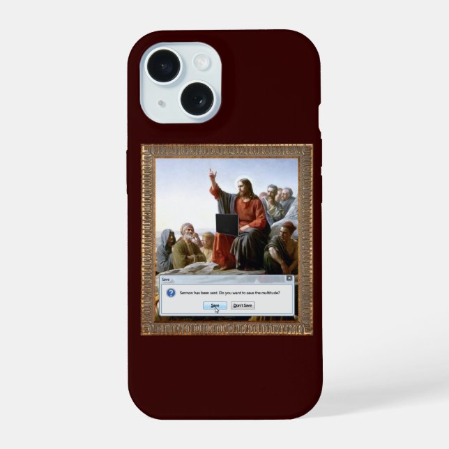Coque iPhone 15 Sermon cybernétique drôle (Verso)