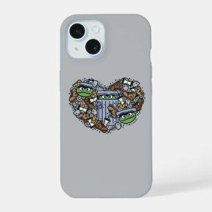 Coque iPhone 15 Sesame Sesame Oscar le Grouch Doodle Cœur