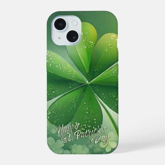 Coque iPhone 15 Shamrocks verts Bonne St. Patrick's Day (7) c (Verso)