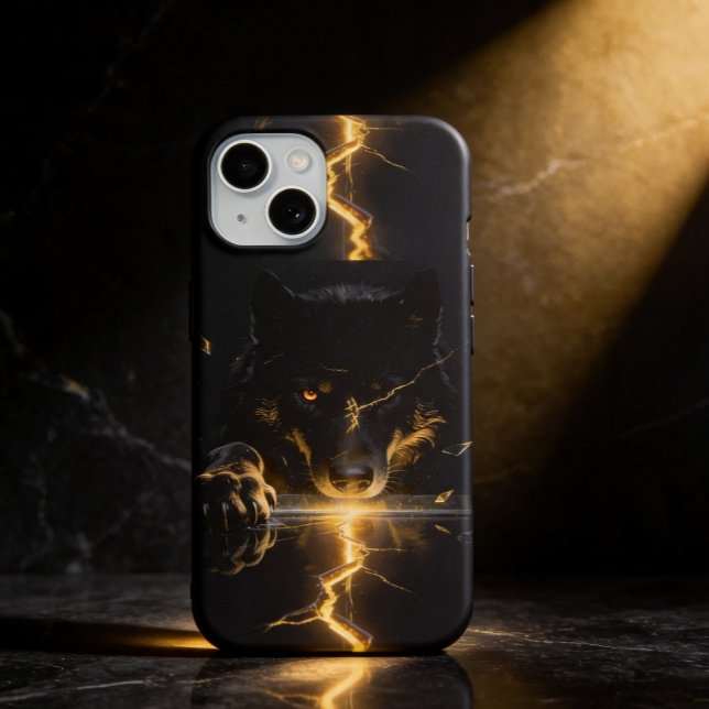 Coque iPhone 15 Shattered Lightning Wolf Mystical Dark Fantasy  (Créateur téléchargé)
