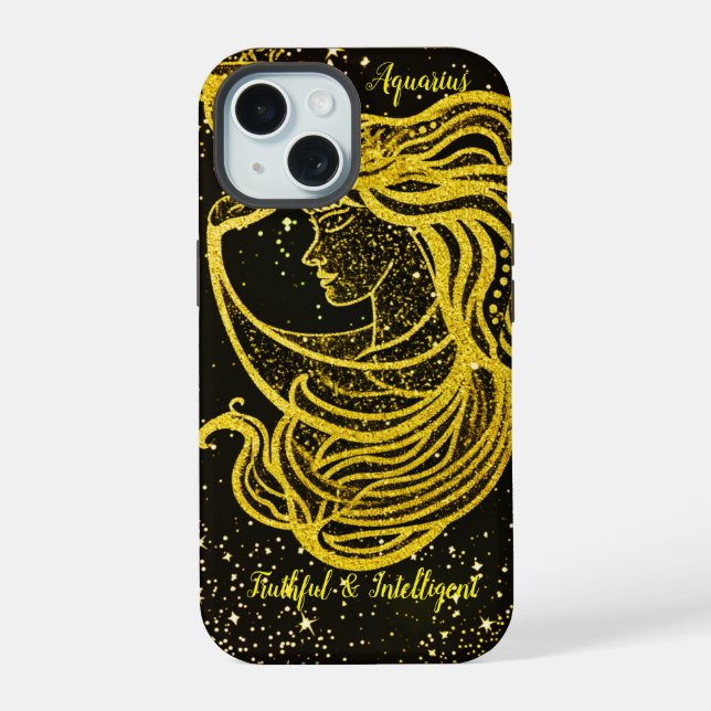 Coque iPhone 15 Signe astrologique Verseau (Verso)