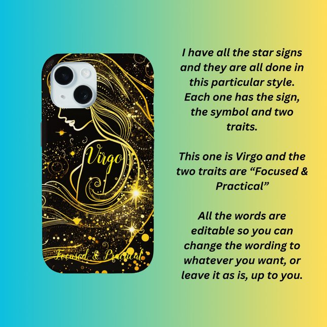 Coque iPhone 15 Signe de la Vierge (Créateur téléchargé)