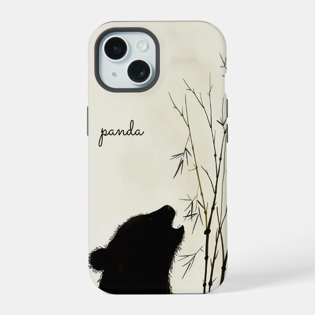 Coque iPhone 15 Silhouette de Panda (Verso)