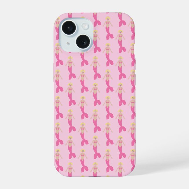 Coque iPhone 15 Sirène D'Imaginaire Rose (Verso)