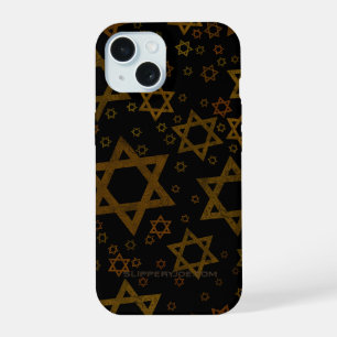 Coque iPhone 15 SlipperyJoe's étoile de David artistique sur le th