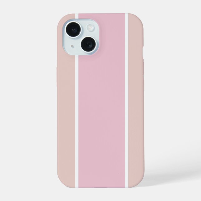 Coque iPhone 15 Soft Pink and Beige Vertical Stripe Pattern (Verso)