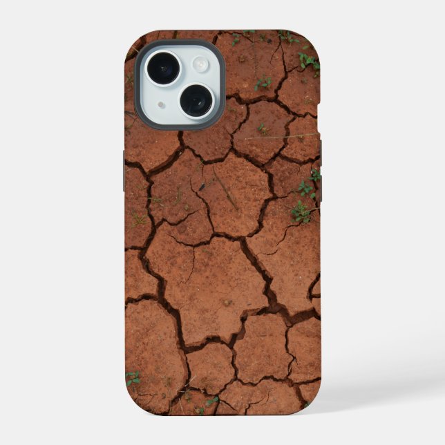 Coque iPhone 15 sol sec et fissuré (Verso)