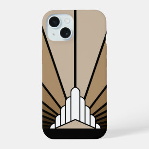 Coque iPhone 15 Soleil Art déco bronzé