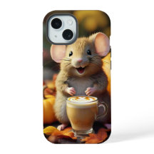 Souris adorable avec latte dans l'automne iPhone 1