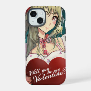 Coque iPhone 15 Soyez ma Saint-Valentin dans le style Manga 33893