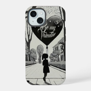 Coque iPhone 15 Soyez ma Saint-Valentin dans un style Manga Monoch