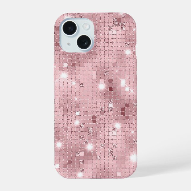 Coque iPhone 15 Sparkle Luxe Rose (Verso)