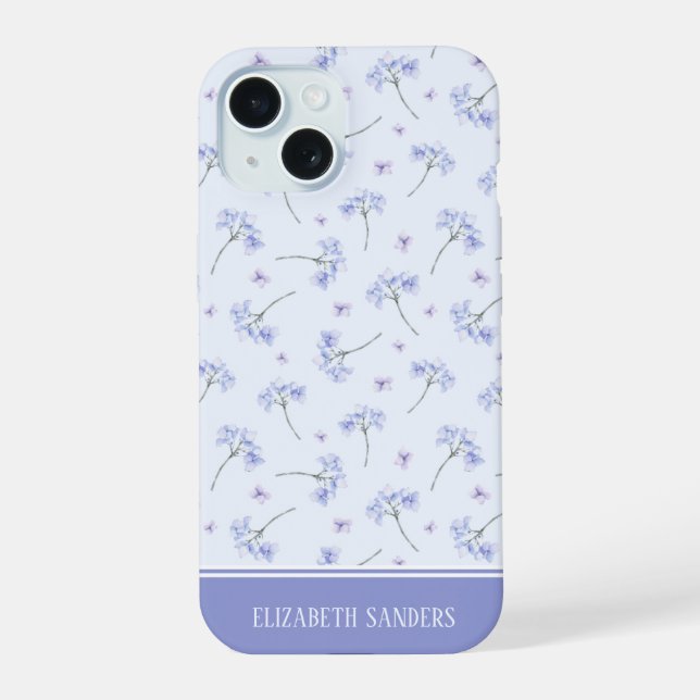 Coque iPhone 15 Spring Purple Flowers Pattern (Verso)