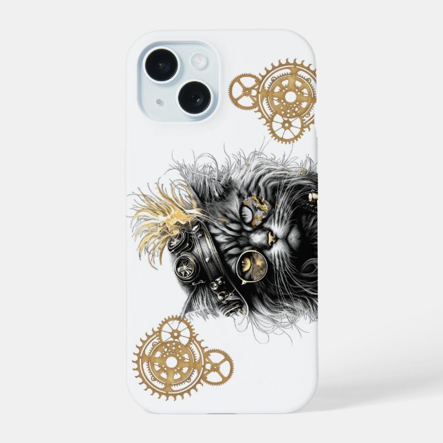 Coque iPhone 15 Spunky Paws Le Chat Steampunk Funky  (Verso)