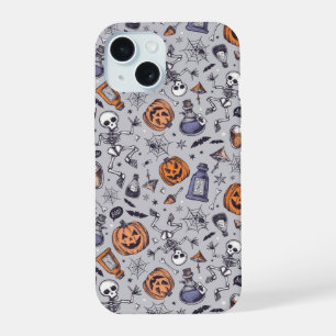 Coque iPhone 15 Squelette d'Halloween vintage et Motif de potions