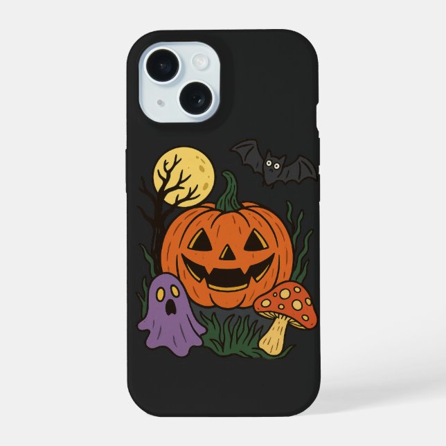 Coque iPhone 15 Sticker Halloween éffrayant (Verso)