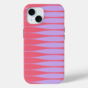 Coque iPhone 15 Striation Rose Chaud et Lilas