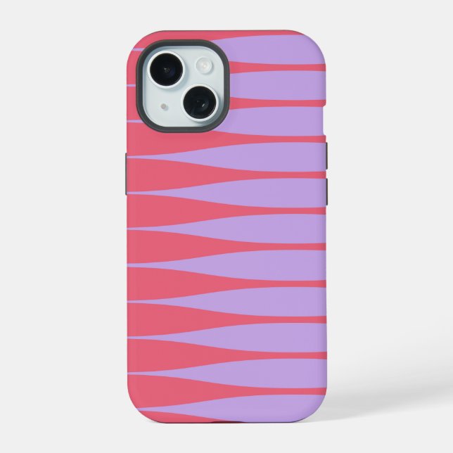 Coque iPhone 15 Striation Rose Chaud et Lilas (Verso)