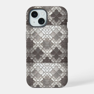Coque iPhone 15 Style Futuriste : Abstrait Métallisé Argenté