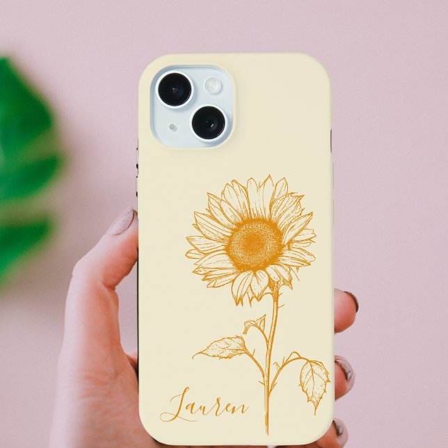 Coque iPhone 15 Stylish tendance Cute Sunflower Botanique (Créateur téléchargé)
