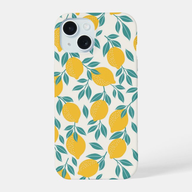 Coque iPhone 15 Sucré Branches de citron Motif (Verso)