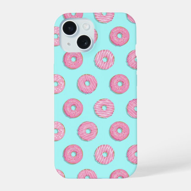 Coque iPhone 15 Sugar Sweet Pink Glazed Donuts (Verso)