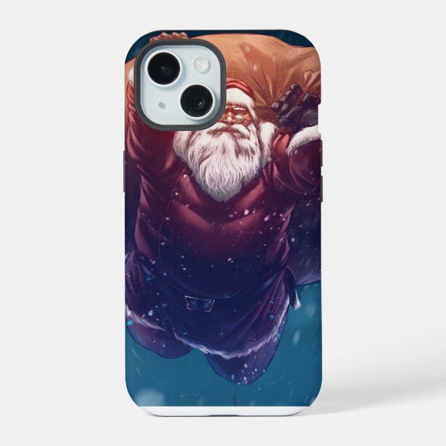 Coque iPhone 15 Super Père Noël (Verso)