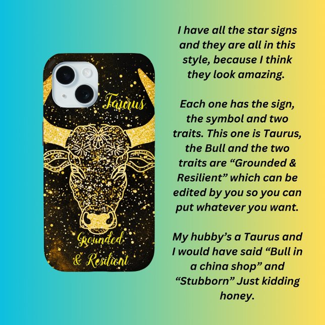 Coque iPhone 15 Symbole étoile de Taurus (Créateur téléchargé)