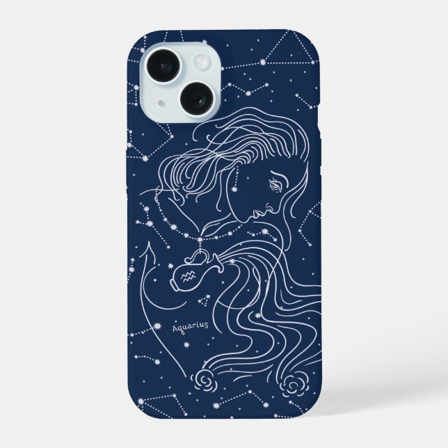 Coque iPhone 15 SYMBOLE Zodiaque FILLE Aquarius (Verso)