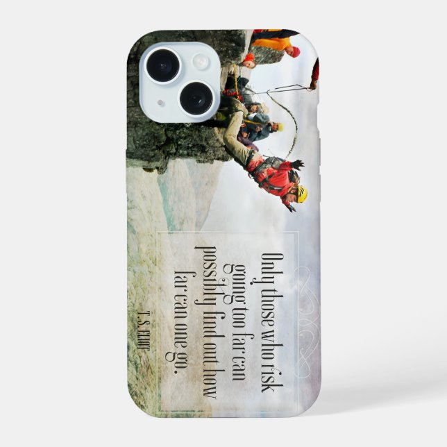 Coque iPhone 15 T.S. Eliot Citation Inspirationnelle "Jusqu'où" (Verso)