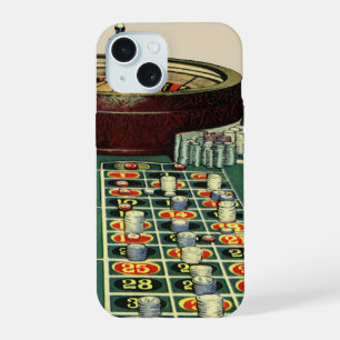 Coque iPhone 15 Table de roulette de casino de jeu vintage, jetons